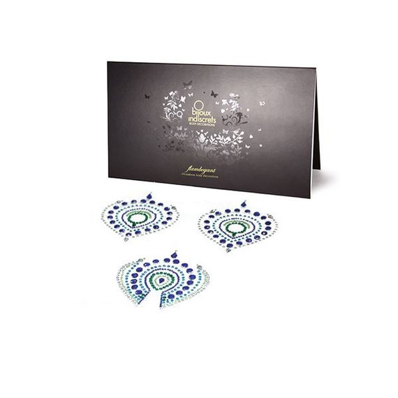 Прикраси для грудей та бікіні зі стразами Bijoux Indiscrets Flamboyant смарагдово-блакитний