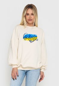 Світшот жіночий молочний з принтом "Вільна", 2XL