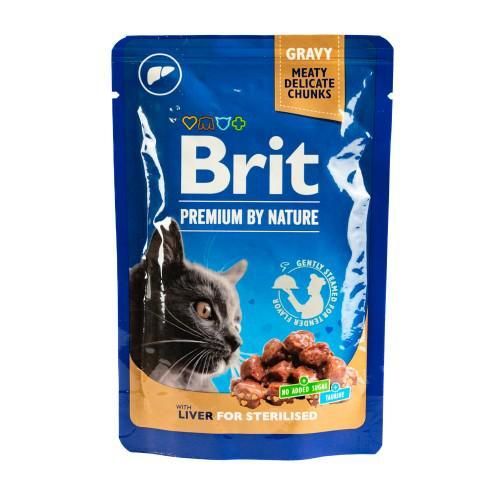 Вологий корм Brit Premium Cat pouch для стерилізованих кішок, печінка, 100 г | Зображення 3