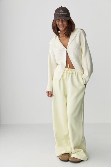 В'язаний кардиган з відкладним коміром - молочний цвет, ONE SIZE (є розміри) | Зображення 2