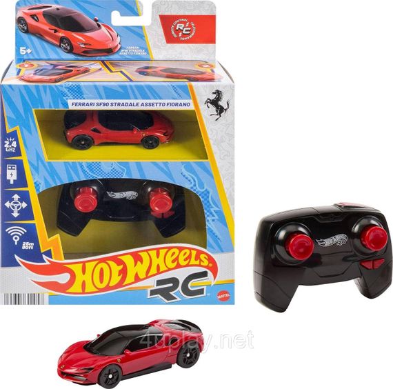 Машинка Хот Вилс Феррари 1:64 на пульте управления для трека Hot Wheels Ferrari SF90 Mattel