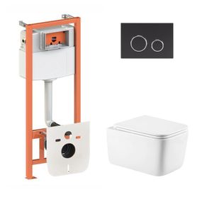 Готовое решение Qtap для ванной комнаты: подвесной унитаз Gemini Ultra Quiet 520×360×350 + комплект инсталляции Nest 4 в 1 (кругла