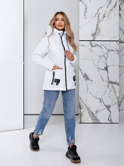 Жіноча стьобана куртка з блиском, арт.504, арт.504, білий | Зображення 4