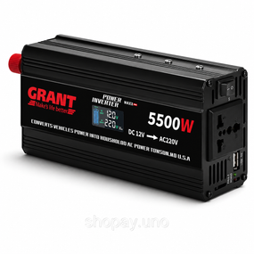 Автомобільний інвертор із LCD-екраном GRANT Power Maxx 5500W (12V → 220V)