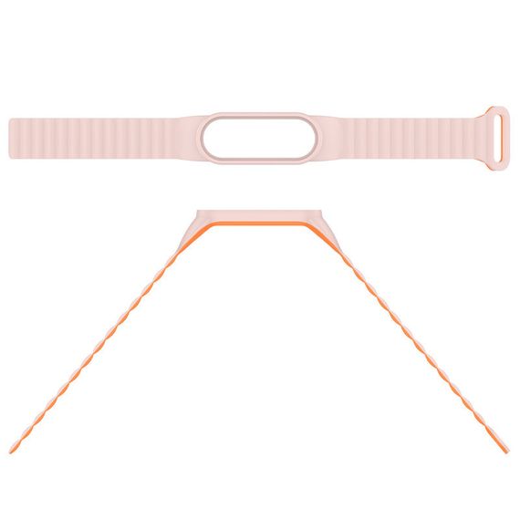 Ремешок Dual-color Magnetic для Xiaomi Mi Band 7/6/5/4/3 Light Pink / Orange | Зображення 3