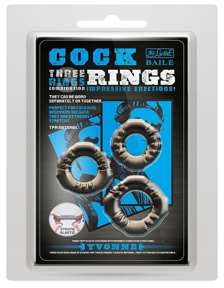 Набор из 3-х эрекционных колец COCK THREE RINGS, BI-210263 sexstyle
