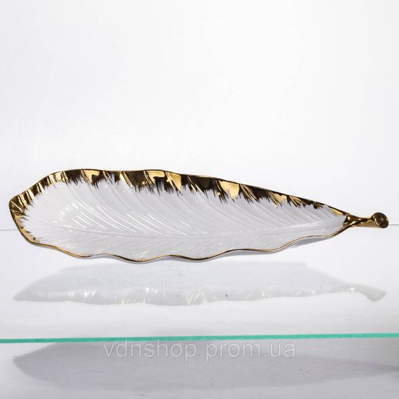 Порцелянове блюдо для сервірування столу 37×13×2.5 (см) блюдо для подавання закусок Білий із золотом CJY-145 | Зображення 2