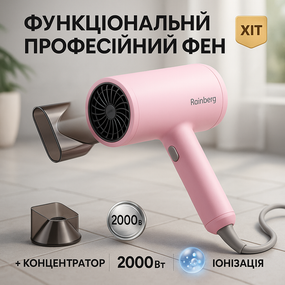 Фен для легкої укладки волосся, Фен без шкоди для волосся 2 режими температури QH-12