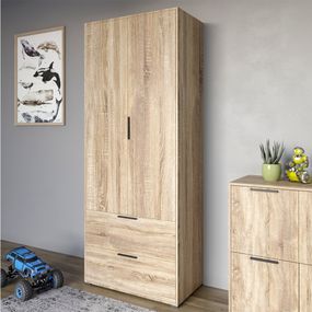 Шафа розпашна дводверна LION Краш з 2 шухлядами Дуб сонома (LION-044013)