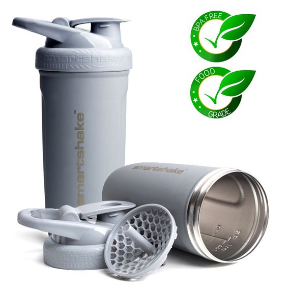 Шейкер спортивний SmartShake металевий Reforce Stainless Steel 30oz/900ml Gray (Original)