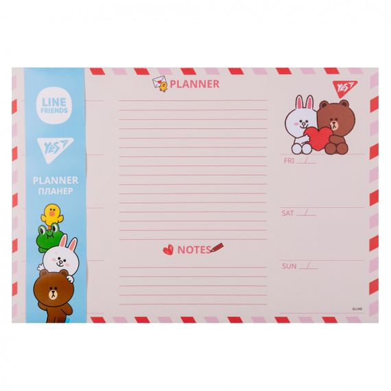 Планінг настільний YES Line Friends 252177 30х21 см 52 листи