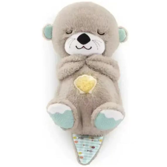 голубая Дыхающая плюшевая игрушка выдра со светом и звуком | Зображення 9