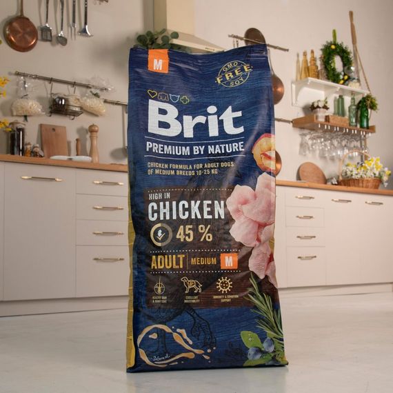 Корм сухий Brit Premium Dog Adult M для дорослих собак середніх порід вагою 10-25 кг з куркою 15 кг | Зображення 5