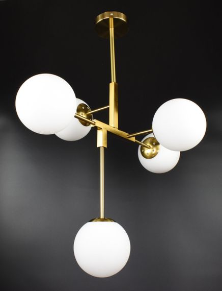 Люстра стельова на 5 лампочок 26620 Латунь 55-105х52х69 см. | Зображення 1