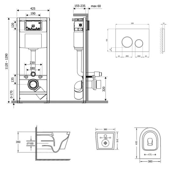 Набір Qtap Nest 4 в 1 підвісний унітаз Jay Ultra Quiet 485x360x320 + комплект інсталяції QT07335177W45138 | Зображення 1