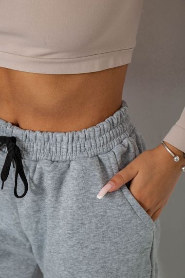 Спортивные штаны женские на флисе, цвет серый, 238R57016-1 | Зображення 4
