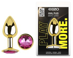 Анальная пробка с кристаллом EGZO - Gold Round Plug Rose size S Sex Aura