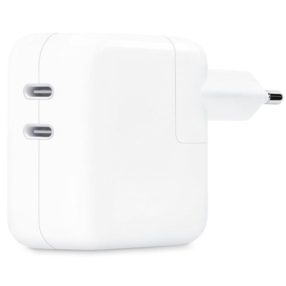 СЗУ 35W Dual Power Adapter for Apple (2USB-C) (AAA) (box) White