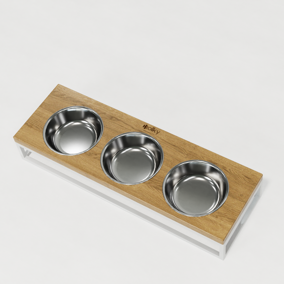 Миски на подставке для котов и маленьких собак Hollky Base Bar (3 × 0,45 л) Bar-54187-WHNT | Зображення 5
