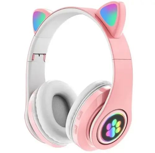 Беспроводные наушники с кошачьими ушками (розовый) | Зображення 1