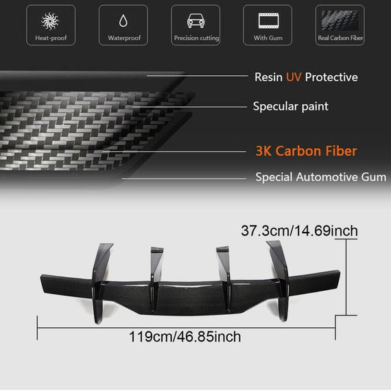 Задний диффузор V2 (2019-2022, Карбон) для Chevrolet Corvette C8 2019- гг | Зображення 5