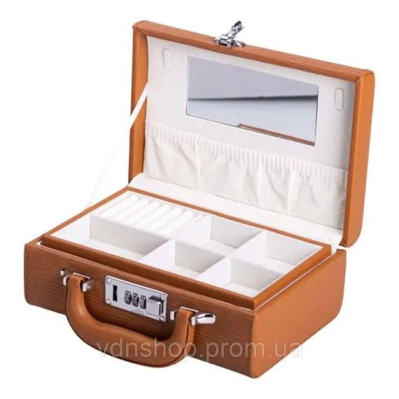 Шкатулка для украшений из эко кожи 2 яруса с кодовым замком органайзер для ювелирных изделий HP-5-24R | Зображення 2