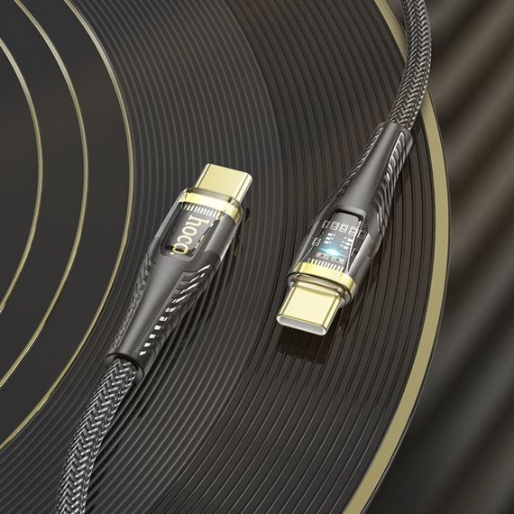 Кабель Hoco U121 з індикатором Type-C to Type-C PD 60W 1.2m black | Зображення 4