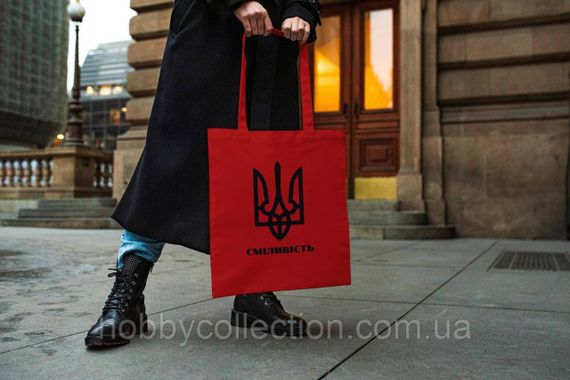 Сумка шопер із принтом "Сміливість" Червона | Зображення 2