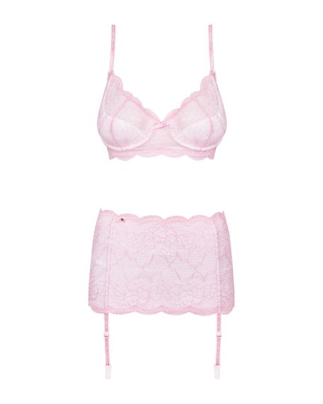 Комплект з широким поясом Obsessive Girlly set Біло-рожевий L/XL | Зображення 4