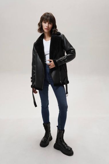Дубленка Авиатор женская, эко-кожа, 70 см XL | Зображення 3