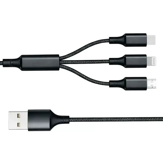 Кабель 3 в 1 26X-202 USB-A 1,2 м черный | Зображення 2