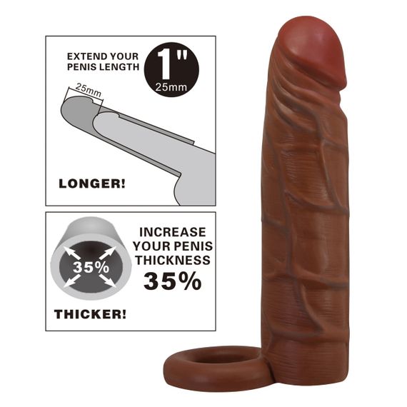 Подовжуюча насадка презерватив Pretty Love - Kaile 1" Brown, BI-026264-1 sexstyle | Зображення 2