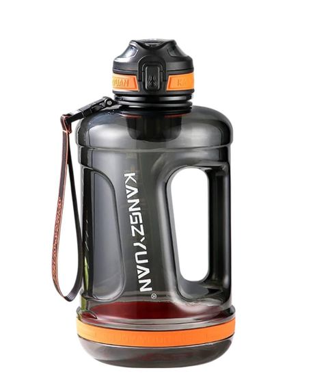 Бутылка для воды KANGZYUAN 2200 мл Tritan BPA Free Черная (с ручкой и ремешком) | Зображення 1