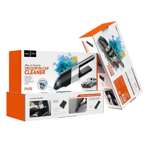 Портативный пылесос Hoco PH16 Azure portable car vacuum cleaner Black / Silver | Зображення 5