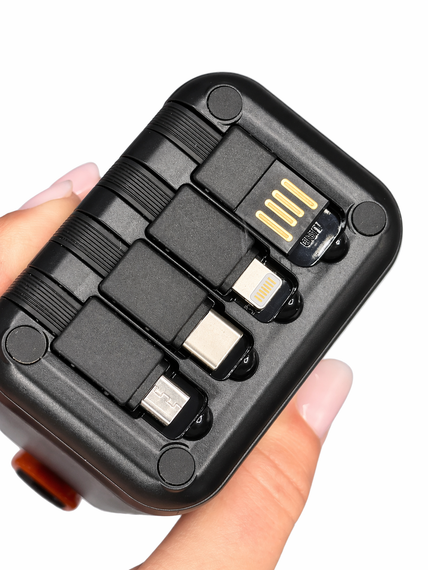 Повербанк HOCO J98A 30000mAh 22.5W - Power Bank з LED дисплеєм, 2×USB + 2×Type-C, вбудовані кабелі 4в1, швидка зарядка, ліхтарик | Зображення 5