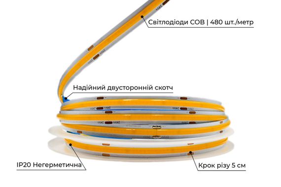 Світлодіодна LED стрічка PROLUM 24V СОВ 480 LED IP20 Series PRO Нейтральний-Білий 3800-4300K | Зображення 2