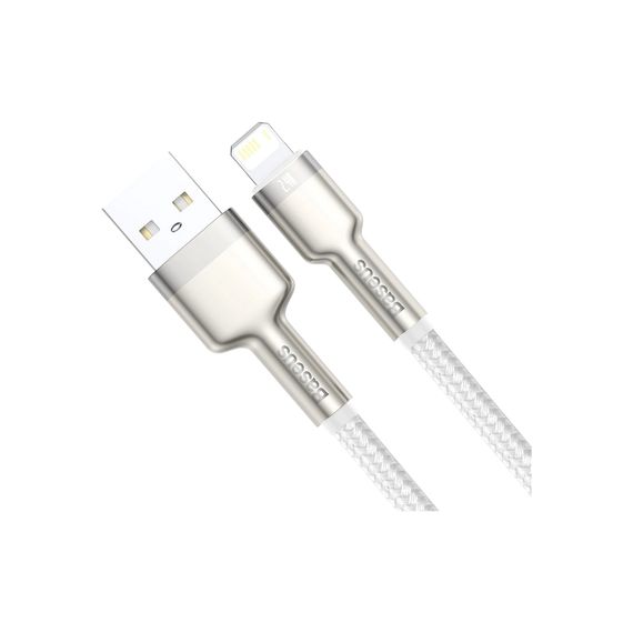 Дата кабель USB 2.0 AM to Lightning 1.0m Cafule Series Metal 2.4A White Baseus (CALJK-A02) | Зображення 2