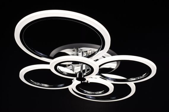 Люстра світлодіодна стельова LED світильник для квартири на стелю лед з пультом 25957 Хром 11х57х77 см. | Зображення 3