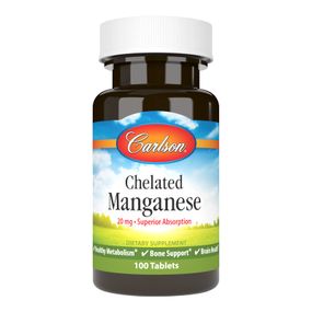 Хелатный марганец Carlson Chelated Manganese, 20 mg, 100 Tablets