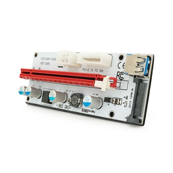 Плата PCE164P-N09 (V008S-Plus) Riser PCI-EX, x1=>x16, USB 3.0, SATA/15pin | Зображення 1