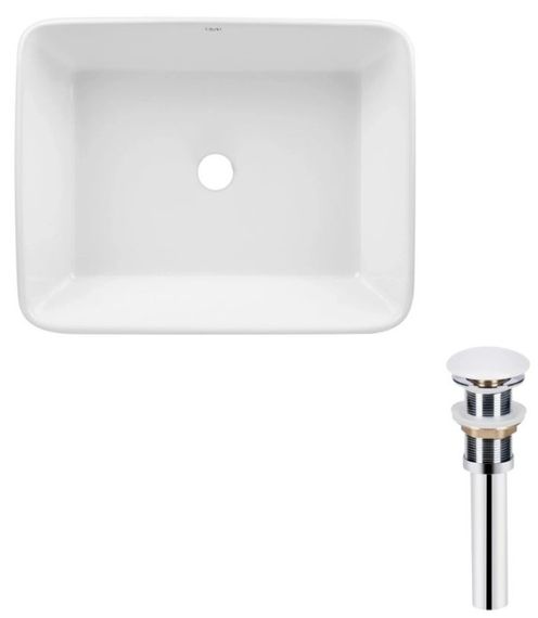 Комплект Qtap Tern: Раковина накладна прямокутна 480х370х135 мм White + Донний клапан PU02 (QT17112074WN47301)