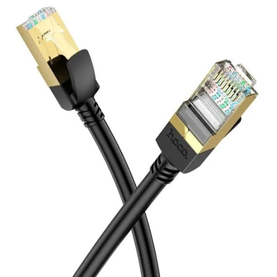 Сетевой интернет кабель для роутера Hoco US02 CAT6 High-Speed 1Gbts LAN RJ45 1м - Blac | Зображення 1