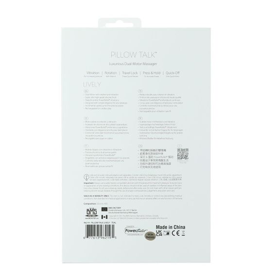 Роскошный кролик с ротацией и вибрацией Pillow Talk Lively, Teal, кристалл Сваровски, тройной отрост sexstyle | Зображення 9