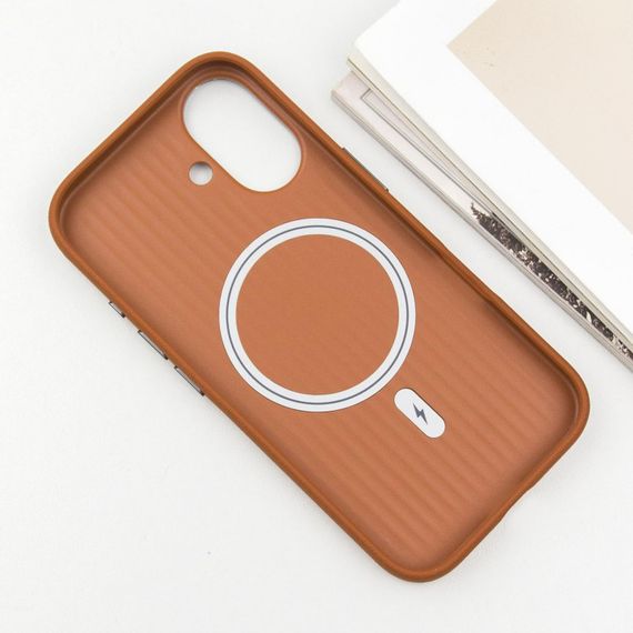 Шкіряний чохол Carved with MagSafe для Apple iPhone 16 (6.1") Orange | Зображення 3