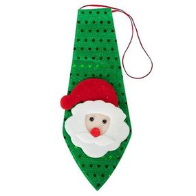 Новогодний галстук с фигуркой "Санта Клаус" HH-2(Green) на резинке