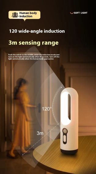 AiQUE SmartLight 2-in-1 — портативний світлодіодний нічник з датчиком руху та ручним режимом | Зображення 4