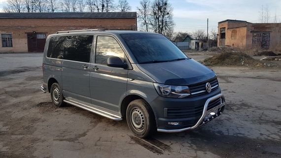Кенгурятник с усами WT004-ST (нерж) для Volkswagen T6 2015-2024, | Зображення 1