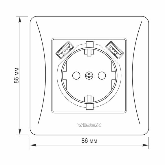 Одинарная розетка с заземлением 2 USB и повышенной огнеупорностью VIDEX BINERA VF-BNSK1GU2-SS серебристая | Зображення 4