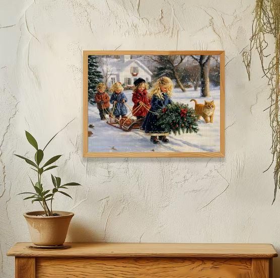 Набор для вышивки крестом JOZYSH "Розовые помощники" 14CT, 30x40 см, канва Аида с нанесенным рисунком | Зображення 2
