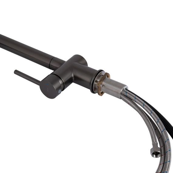 Смеситель для кухни Qtap Rozcesti с выдвижным изливом с подключением для питьевой воды QTROZ367GMB45942 Gunmetal Black PVD | Зображення 6